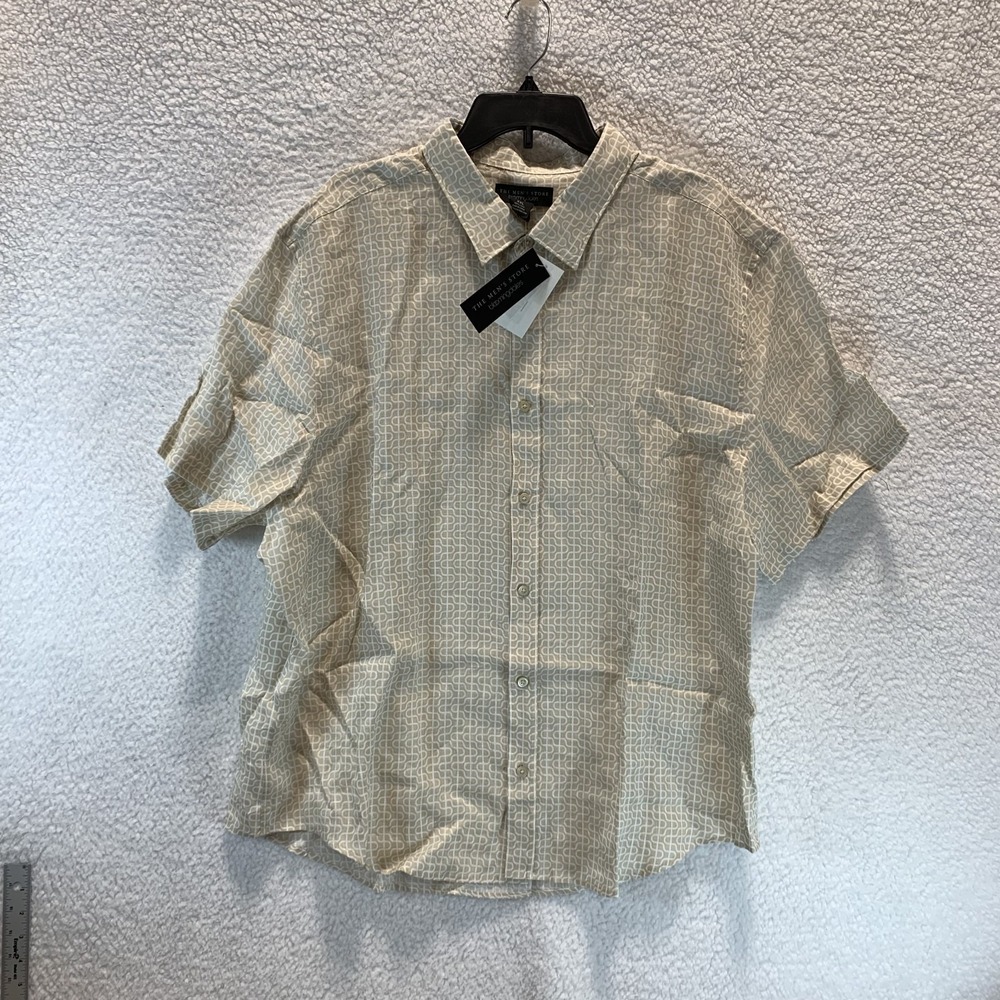 The Men's Store Bloomingdales Button Up Shirt‎ XXL Linen Short Sleeve Tan